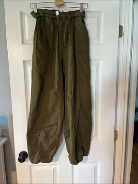 Anthropologie Daily Practice Olive Green Cord Drawstring Pants Sz S